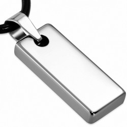 Pendentif rectangulaire en carbure de tungstène avec collier en caoutchouc noir