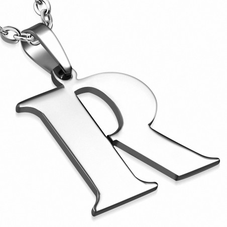 Pendentif à breloques Alphabet R en acier inoxydable