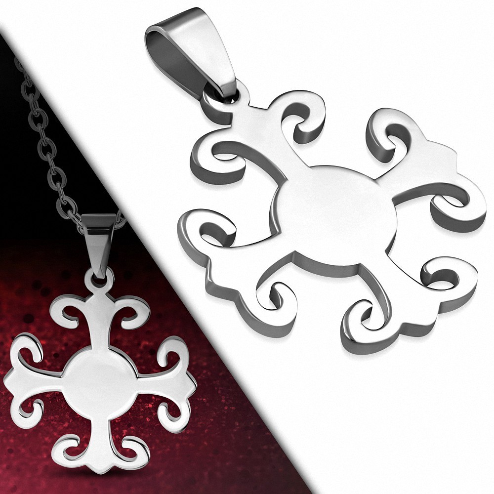 Croix Fleur De Lis Pendentif En Acier Inoxydable