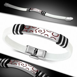 Bracelet en caoutchouc blanc avec montre de peinture d'art gravée à 2 tons en acier inoxydable A