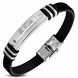 Bracelet en caoutchouc noir avec style de montre géométrique en acier inoxydable