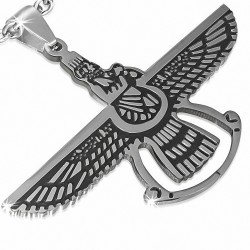 Pendentif symbole de zoroastrisme persan Faravahar Farohar en acier inoxydable 2 tons A