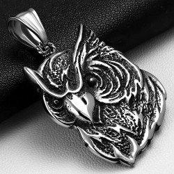 Pendentif breloque hibou 2 tons en acier inoxydable