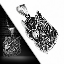 Pendentif breloque hibou 2 tons en acier inoxydable