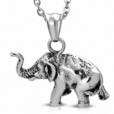 Pendentif charm éléphant en veau 2 tons en acier inoxydable