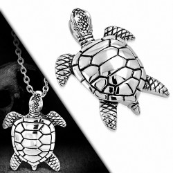 Pendentif motard biker invisible avec tortue en acier inoxydable