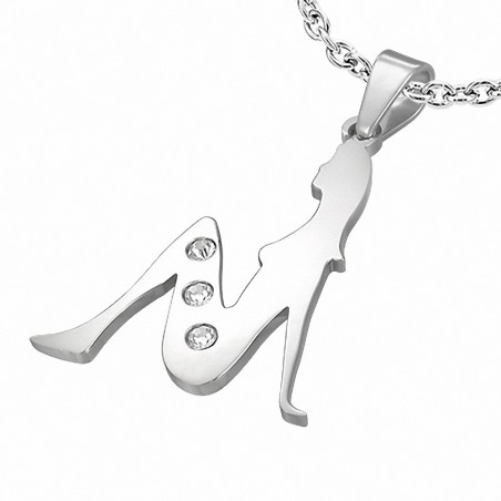 Pendentif symbole de sexe féminin en acier inoxydable sexy en acier inoxydable gemme