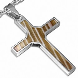 Pendentif croix latine 3 tons en acier inoxydable Clonmacnoise