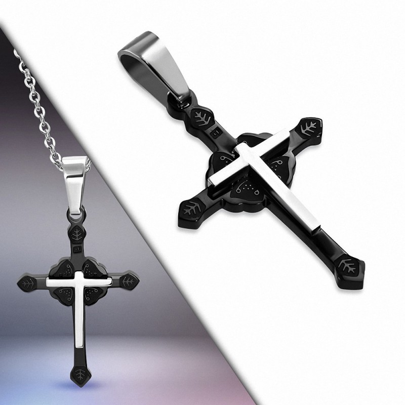 Pendentif croix crucifix clonmacnoise en acier inoxydable noir