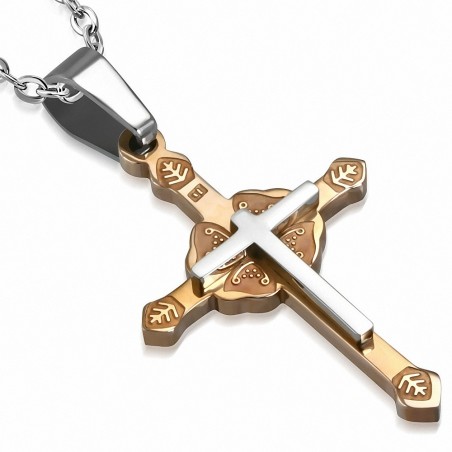 Pendentif croix crucifix clonmacnoise en acier inoxydable