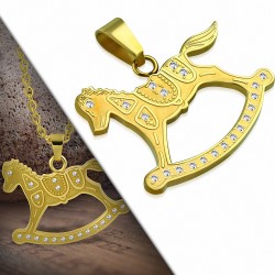 Pendentif signe du zodiaque chinois avec cheval à bascule