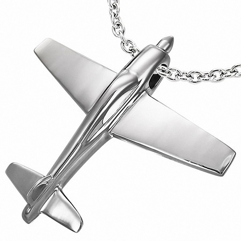 Pendentif charm d'avion en acier inoxydable