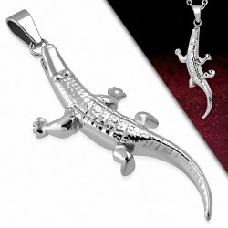 Pendentif en acier inoxydable avec breloque crocodile en spirale