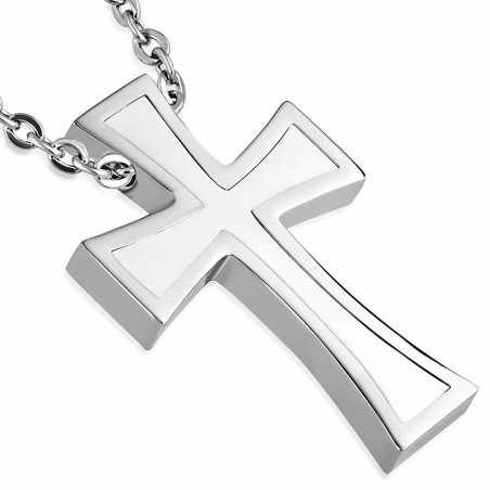 Pendentif Charm Double Croix Maltaise en Acier Inoxydable