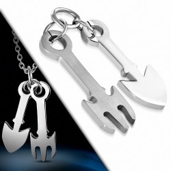 Pendentif lance en deux parties Poseidon Trident en acier inoxydable