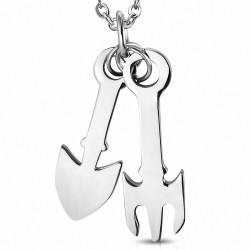 Pendentif lance en deux parties Poseidon Trident en acier inoxydable