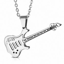 Pendentif  guitare électrique en acier inoxydable argenté