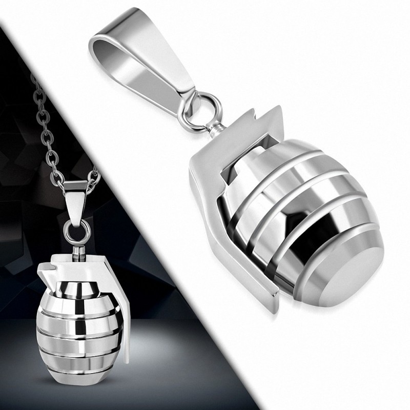 Pendentif charm de grenade en acier inoxydable