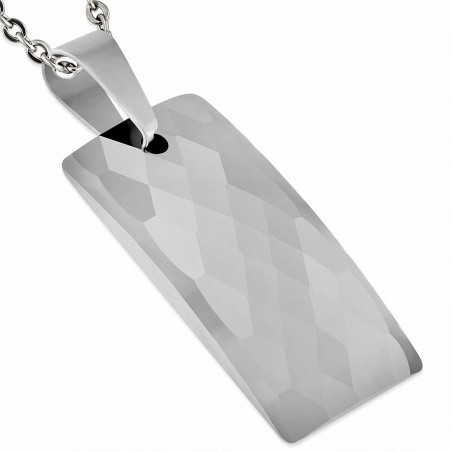 Pendentif rectangulaire bombé taillé façon diament en carbure de tungstène taillé