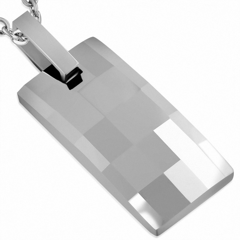 Pendentif rectangulaire à facettes en carbure de tungstène taillé