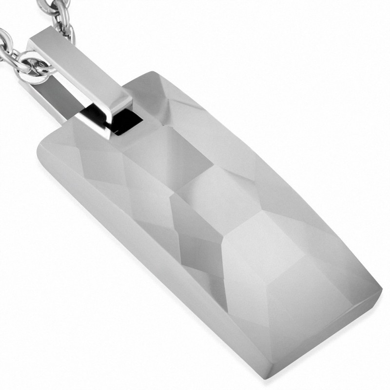 Pendentif rectangulaire en carbure de tungstène taillé façon diamant