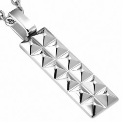 Carbure de tungstène double rangée de pendentif breloque tag en forme de pyramide