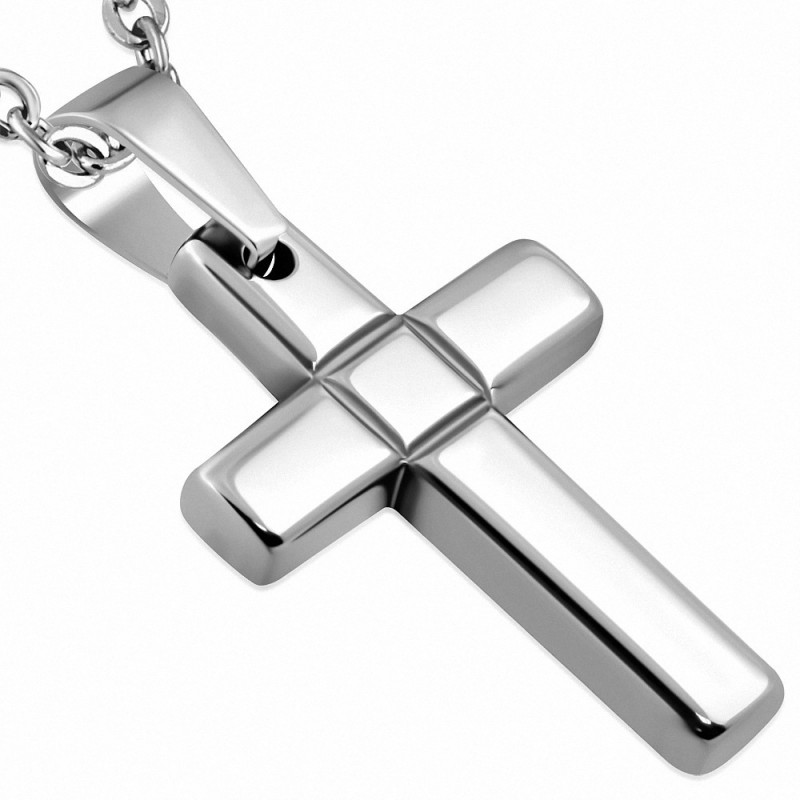 Pendentif avec croix latine à graver au carbure de tungstène