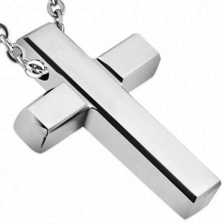 Pendentif croix latine massive à graver au carbure de tungstène