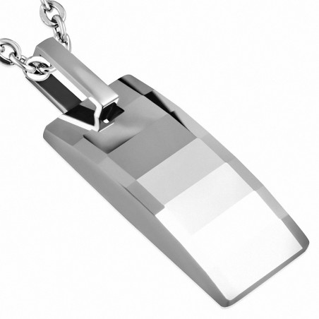 Pendentif rectangulaire bombé à facettes en carbure de tungstène taillé