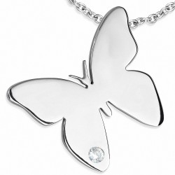 Pendentif bélière invisible en acier inoxydable avec papillon en acier inoxydable