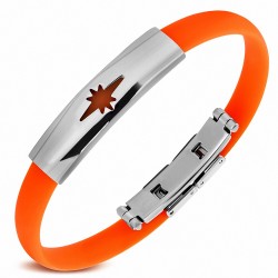 Bracelet caoutchouc orange style montre fine avec motif étoile brillante en acier inoxydable et fermeture à clips