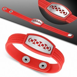 Bracelet caoutchouc rouge avec clé grecque style montre avec motif géométrique en acier inoxydable et fermeture à pression