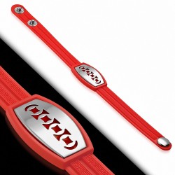 Bracelet caoutchouc rouge avec clé grecque style montre avec motif géométrique en acier inoxydable et fermeture à pression