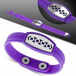 Bracelet caoutchouc mauve avec clé grecque style montre avec motif géométrique en acier inoxydable et fermeture à pression