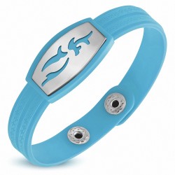 Bracelet caoutchouc bleu clair avec clé grecque style montre avec motif vagues en acier inoxydable et fermeture à pression