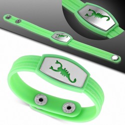 Bracelet caoutchouc vert pomme avec clé grecque style montre motif signe zodiac scorpion acier inoxydable fermeture à pression