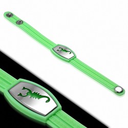 Bracelet caoutchouc vert pomme avec clé grecque style montre motif signe zodiac scorpion acier inoxydable fermeture à pression