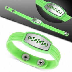 Bracelet caoutchouc vert pomme avec clé grecque style montre avec motif géométrique en acier inoxydable et fermeture à pression