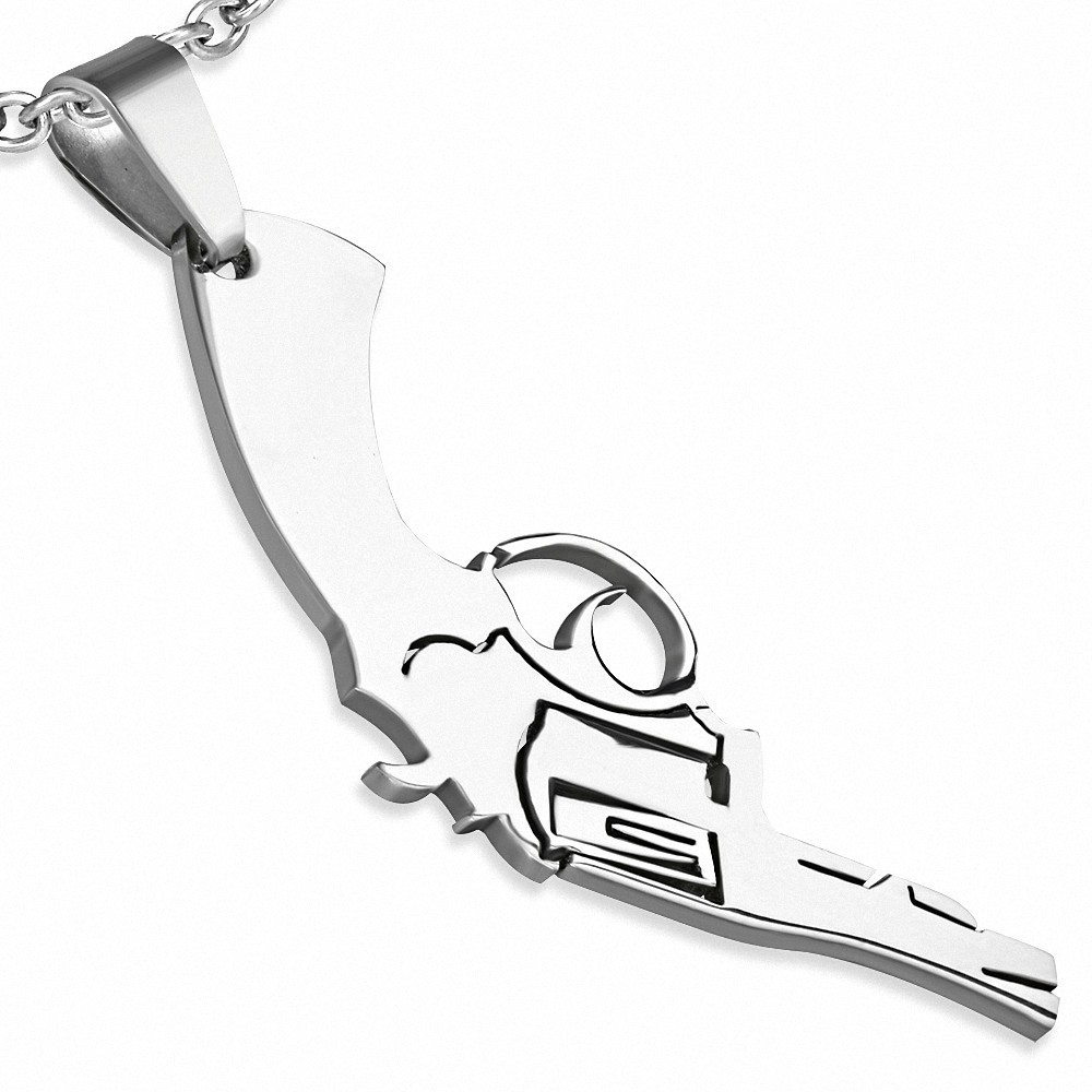 Pendentif de revolver de pistolet en acier inoxydable