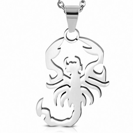 Pendentif signe du zodiaque Scorpion en acier inoxydable