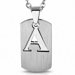 Pendentif en forme d'étiquette alphabet en 2 parties en acier inoxydable