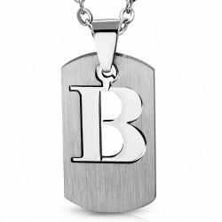 Pendentif avec breloque d'étiquette de l'alphabet B en 2 parties en acier inoxydable