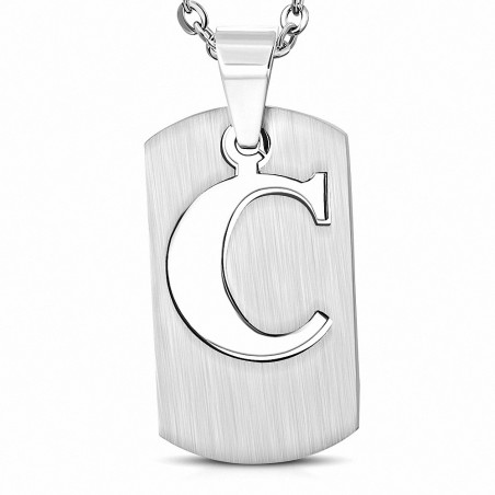 Pendentif en forme charm d'étiquette de l'alphabet C en 2 parties en acier inoxydable