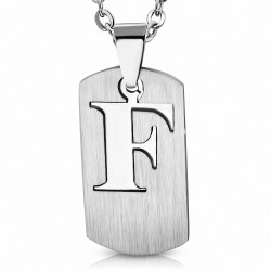 Pendentif en forme d'étiquette de l'Alphabet F en 2 parties en acier inoxydable