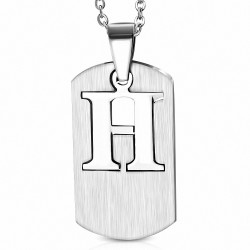 Pendentif en forme charm d'étiquette de l'alphabet H en 2 parties en acier inoxydable