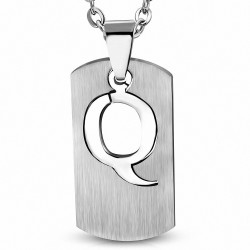 Pendentif en forme charm d'étiquette Q avec alphabet et découpage en acier inoxydable