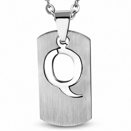 Pendentif en forme charm d'étiquette Q avec alphabet et découpage en acier inoxydable