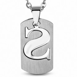 Pendentif en forme de S avec alphabet en 2 parties en acier inoxydable