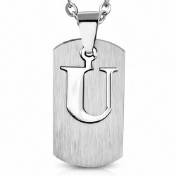 Pendentif en forme d'alphabet en U en 2 parties en acier inoxydable