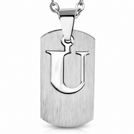 Pendentif en forme d'alphabet en U en 2 parties en acier inoxydable